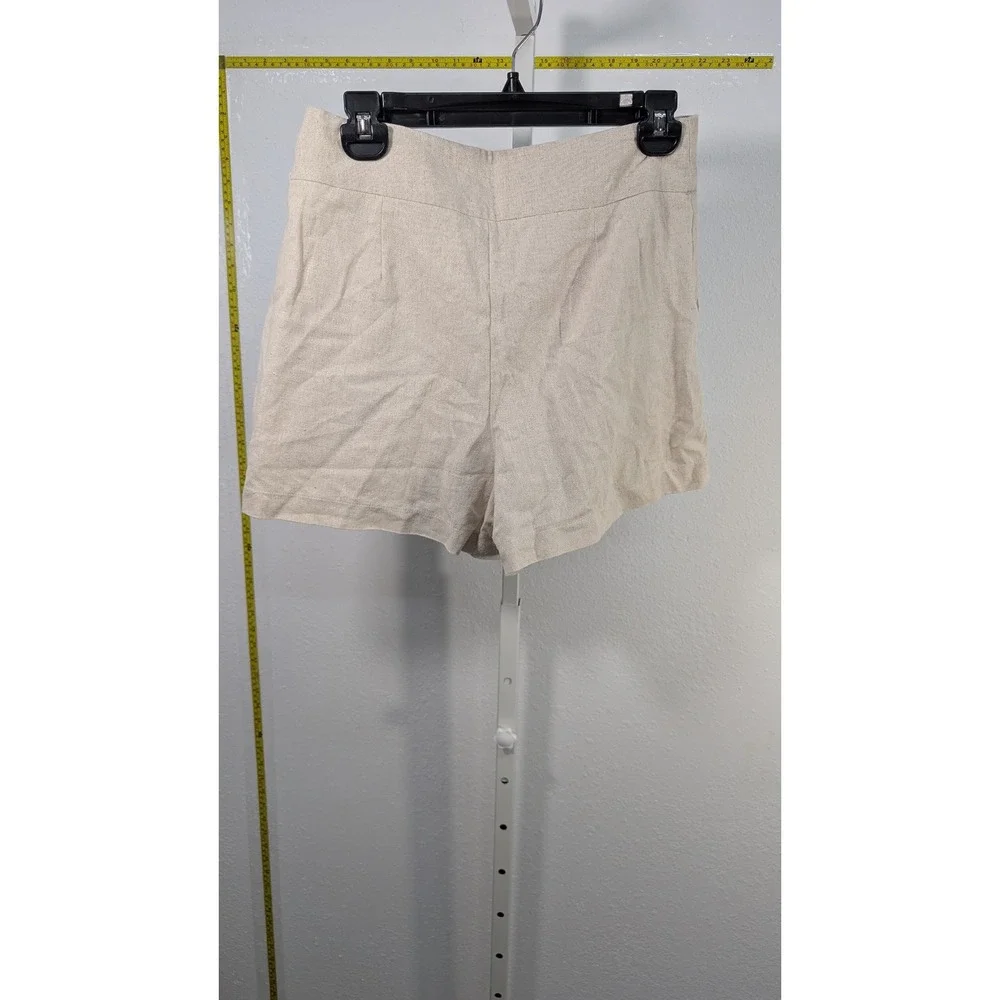 Hauler‎ Womens Beige Linen Blend High Waisted Casual Shorts Size P
